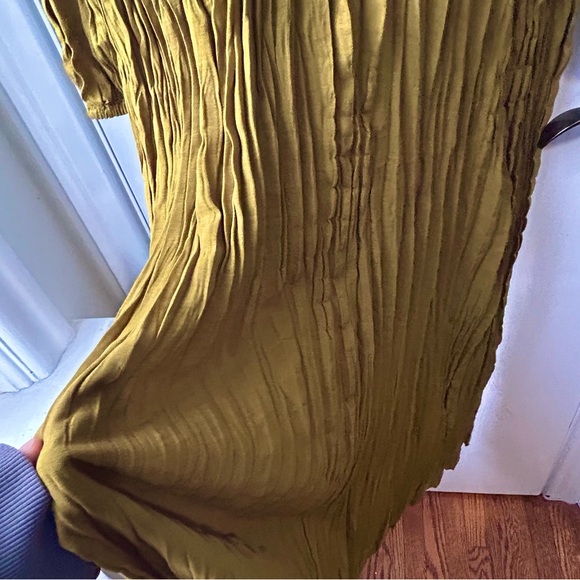 New Massimo Dutti Pleated Maxi Dress Green - Picture 5 of 13